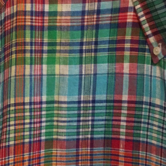 *EUC* Ralph Lauren linen plaid button down short sleeve shirt. Size XL. - Picture 5 of 5